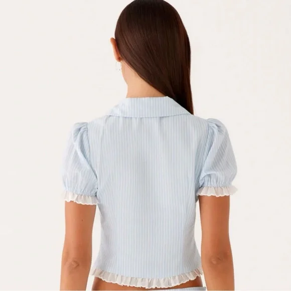 Brand New- Peppermayo Bennett Button Up Top in Blue White Stripe 🦋✨ - Picture 9 of 13